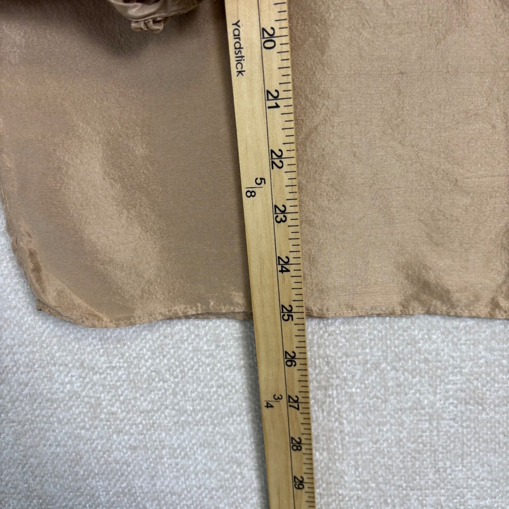 Talbots Petites XL Petite 100% Silk Blouse Tan Gold Puff Sleeve Scoop Neck Top - Picture 4 of 8